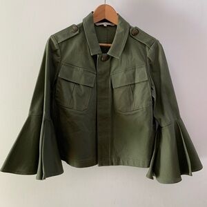 Rachel Roy Khaki Green Baby Doll Utility Bell Sleeves Jacket